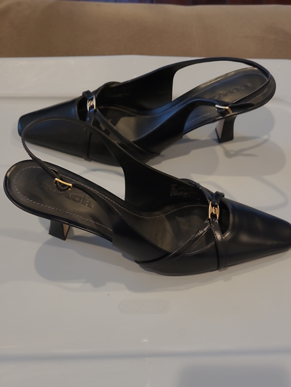 Coach Black Rowyn Classic Black Slingback Kitten Heels Size 11 - Picture 4 of 9